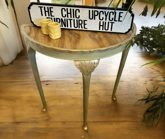 Vintage Half Moon walnut table