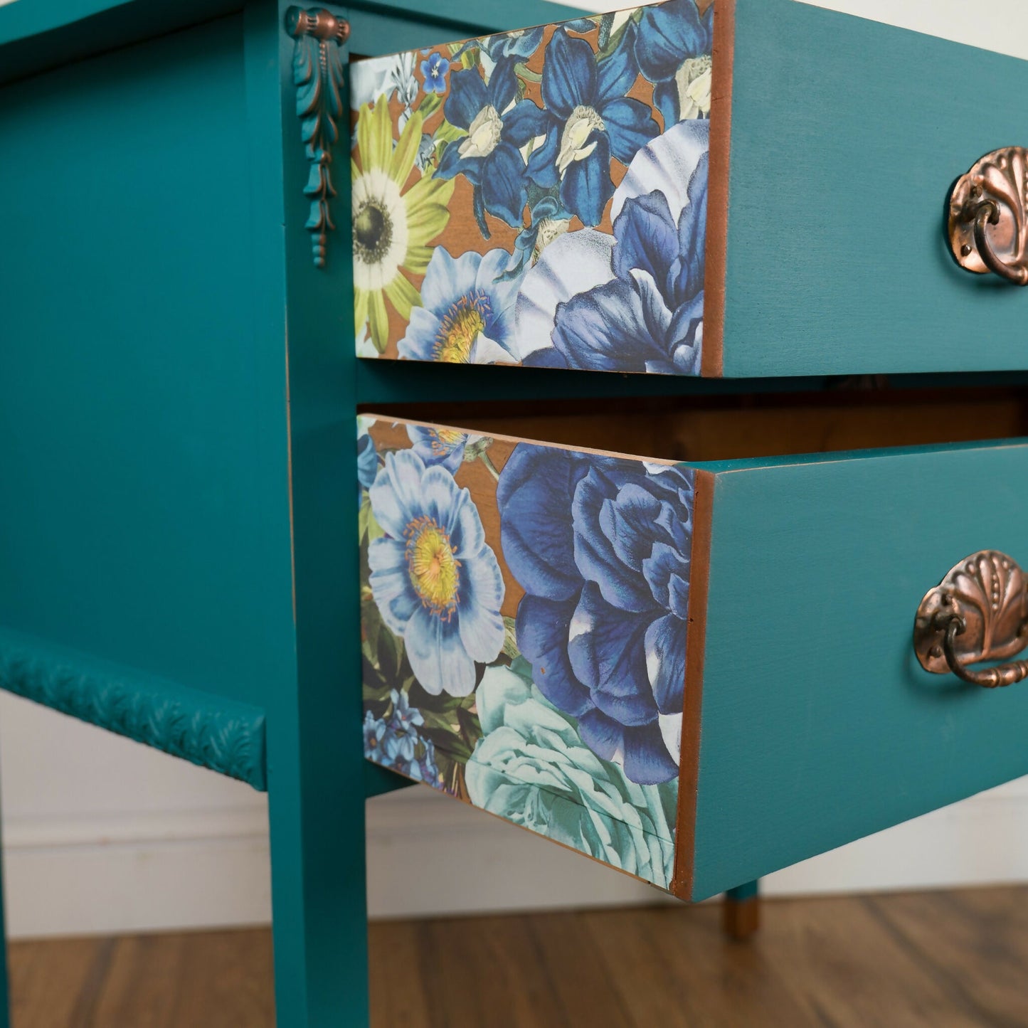 Vintage Upcycled Teal & Copper Chest of Drawers