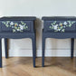 Vintage Stag minstrel navy blue bedside tables pair