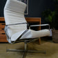 Vintage Danish Modern High Back Swivel Lounge Chair | Chrome & White Leather