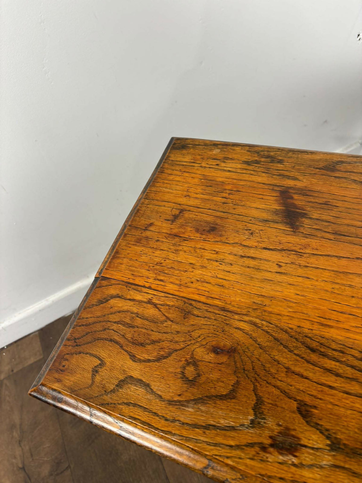 Vintage Oak Side Table With Barley Twist Legs