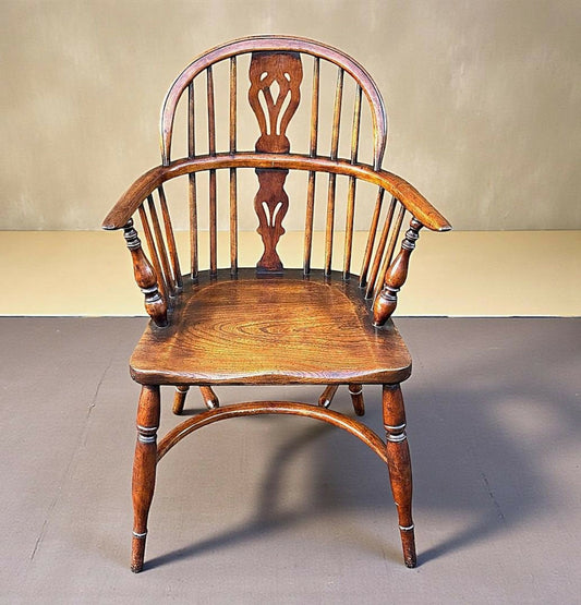 Yew Wood Low Back Windsor Arm Chair