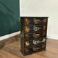 Vintage Oriental Style Five Drawer Chest Decorated with Birdsn