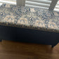 Blue and gold refurbished Lloyd loom mid century vintage Ottoman
