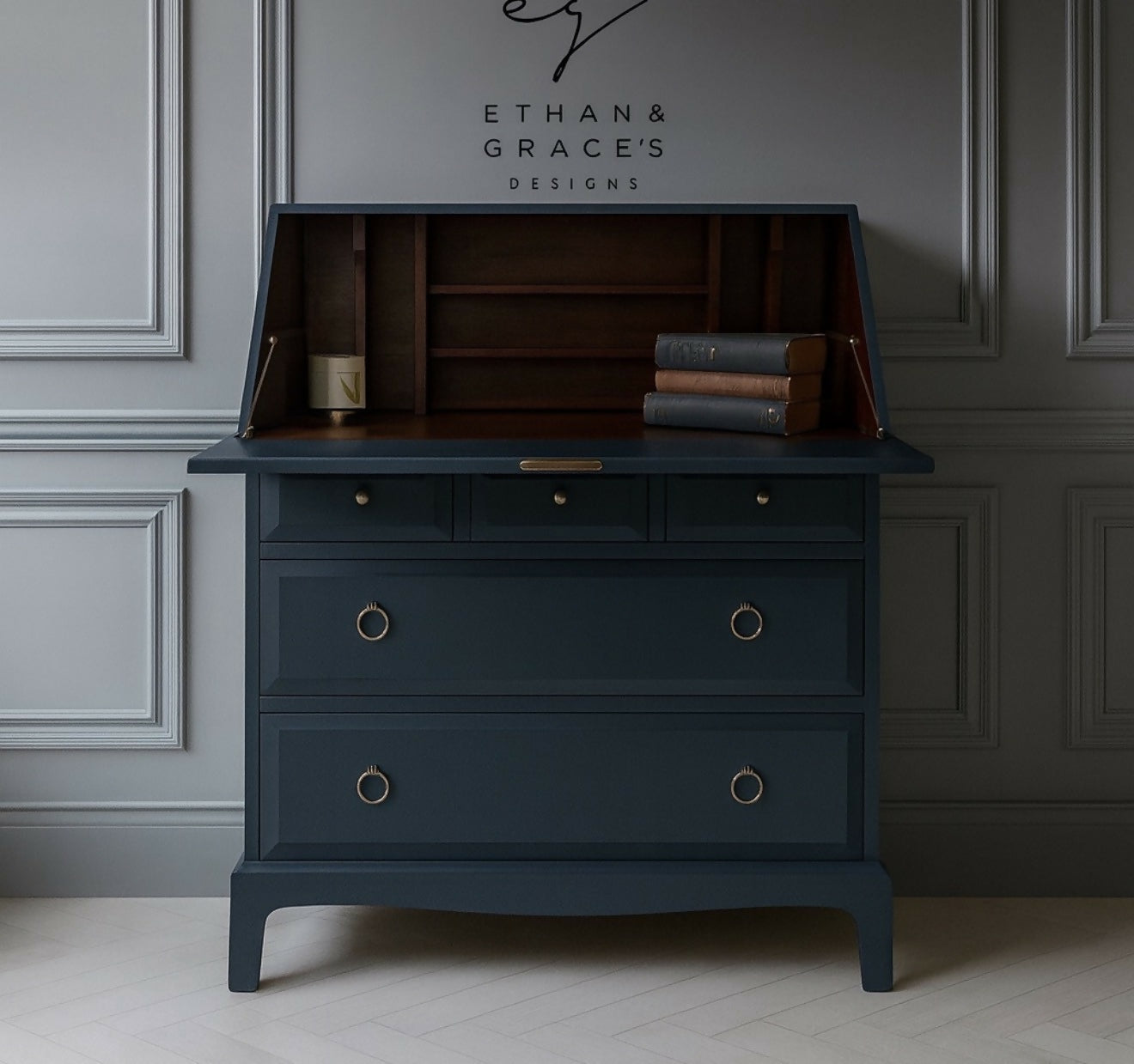 Pro spray painted Stag mahogany Bureau desk ANY COLOUR!