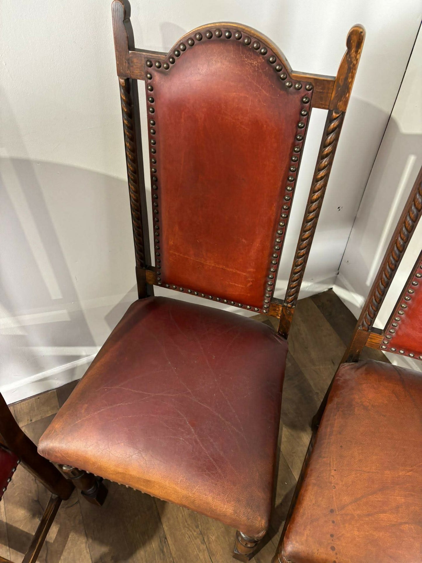 Vintage Set Of Four Oak Dining Chairs