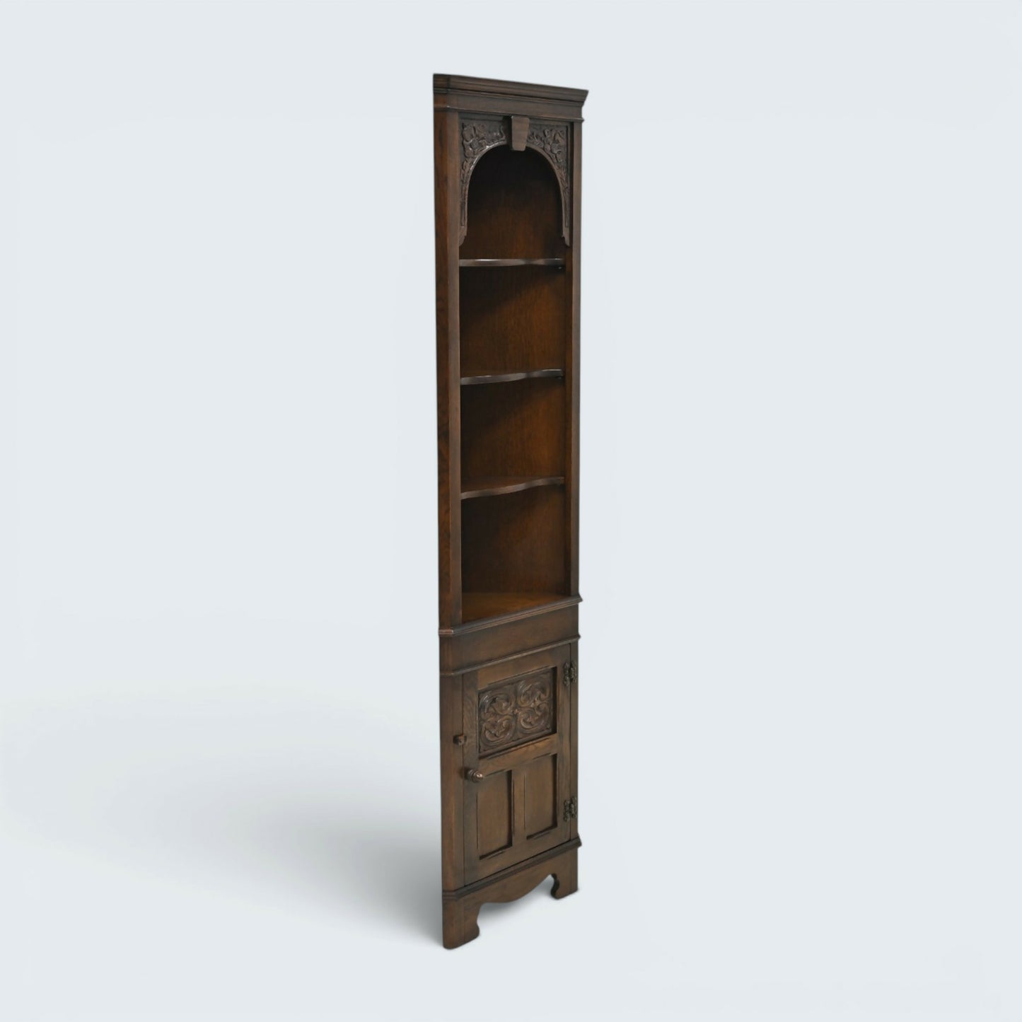 Corner Display Cabinet Carved Cupboard & Open Shelves by Jaycee FREE UK Delivery