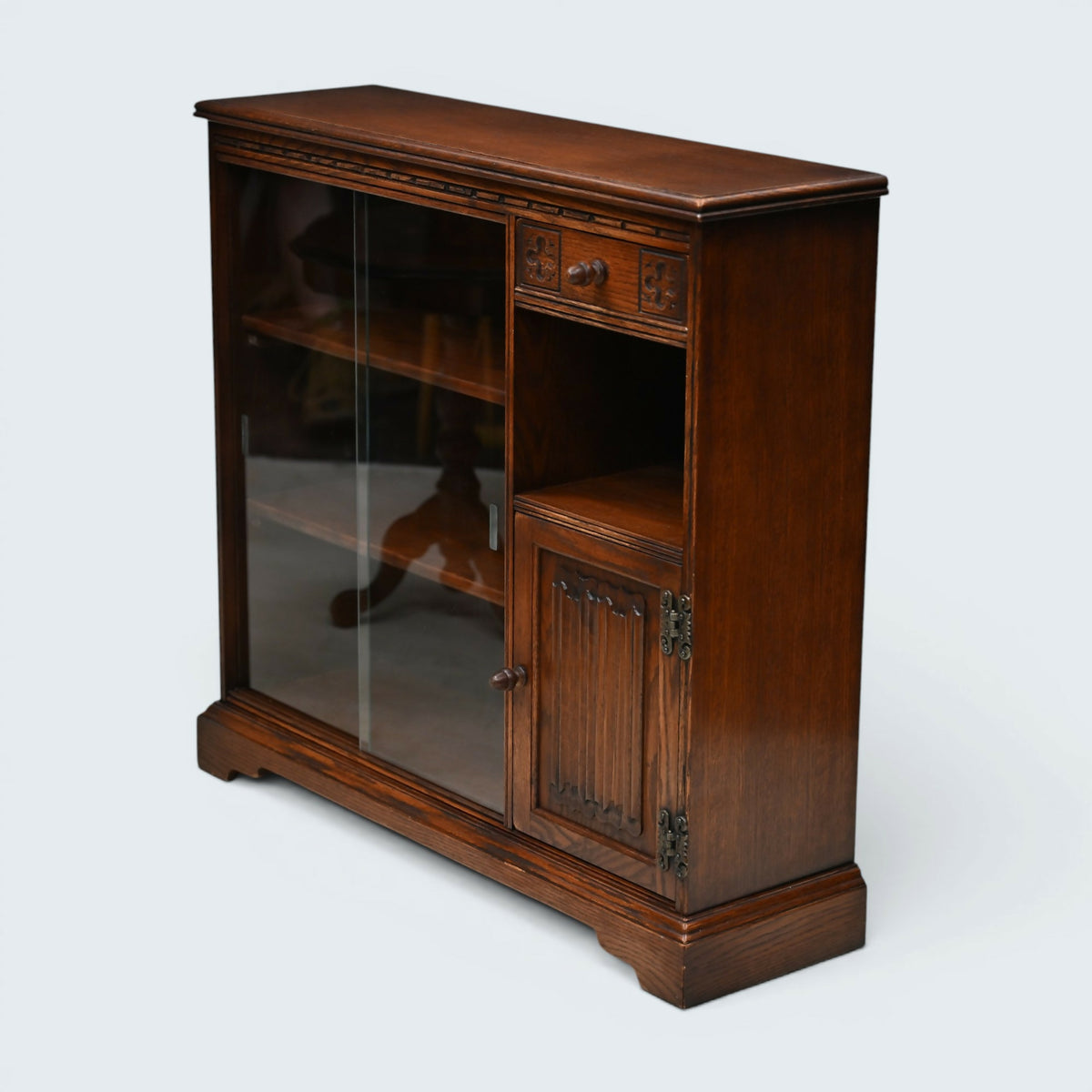 Old Charm Narrow Bookcase Cupboard Drawer Tudor Brown Finish FREE UK Delivery*