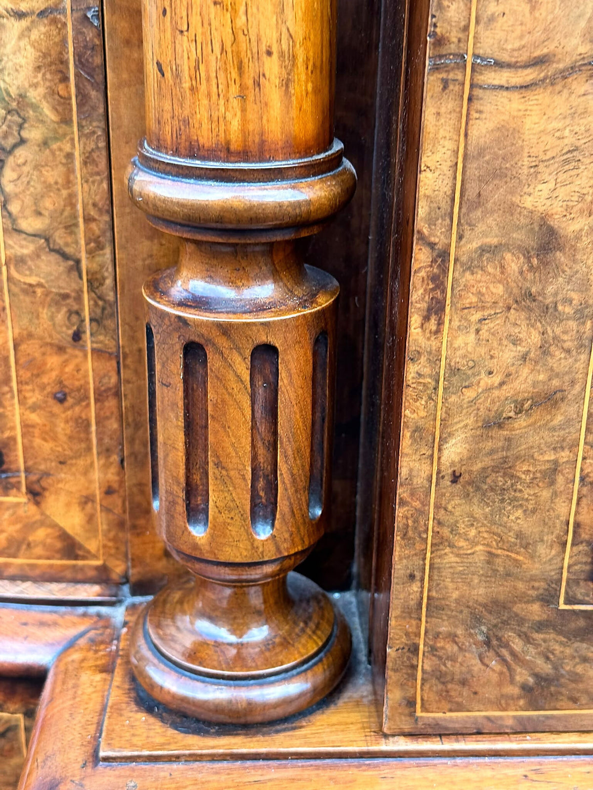 Victorian Inlaid Burr Walnut Credenza