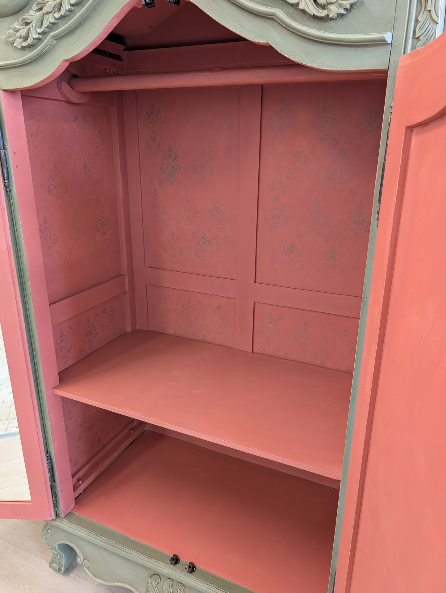 Vintage French Armoire Wardrobe | Hand Painted Double Wardrobe | Ornate French Bedroom Furniture