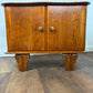 Pair of French Art Deco Oak Bedside Cabinets with Marble Tops