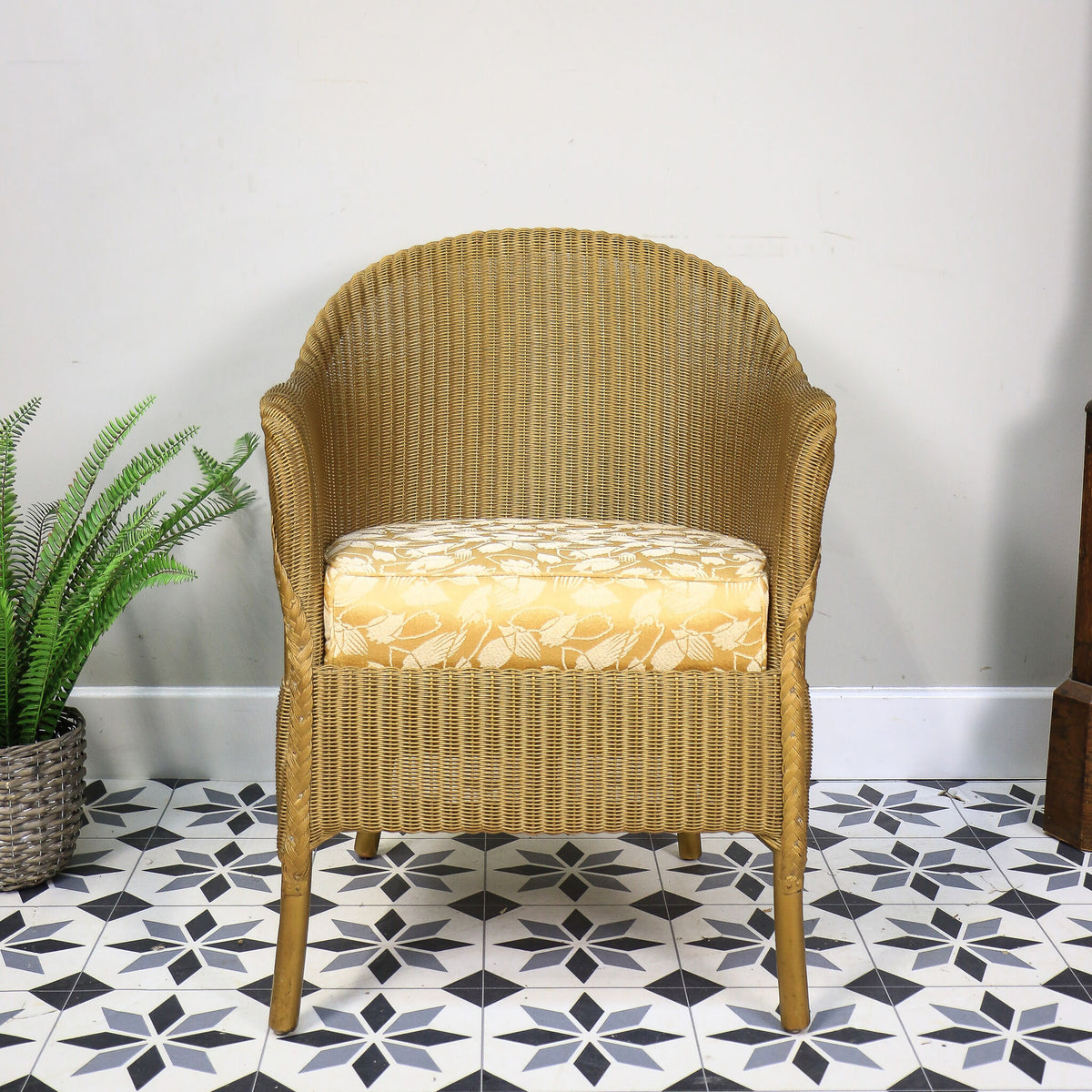 Lloyd Loom Lusty Woven Chair 1950s with Rare Sprung Seat