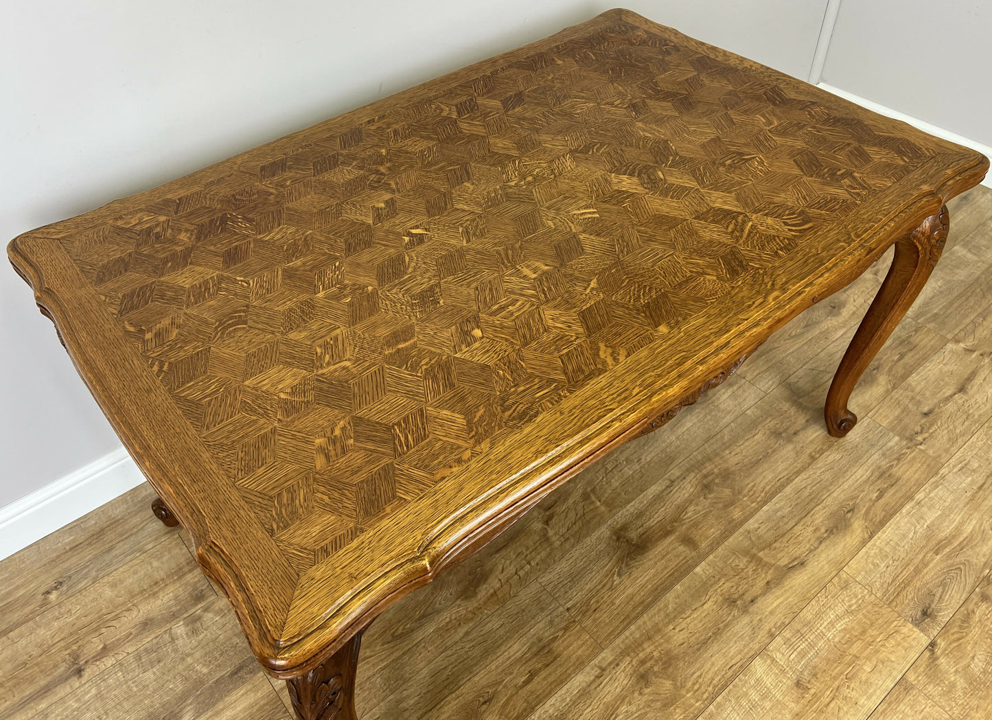 Dining Table Vintage French Louis XVI Carved Oak Extendable Table LOT 6357
