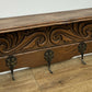 Coat Rack Vintage French Oak Wall Mounted 5 Hooks Carved Rack Hanger LOT 6302