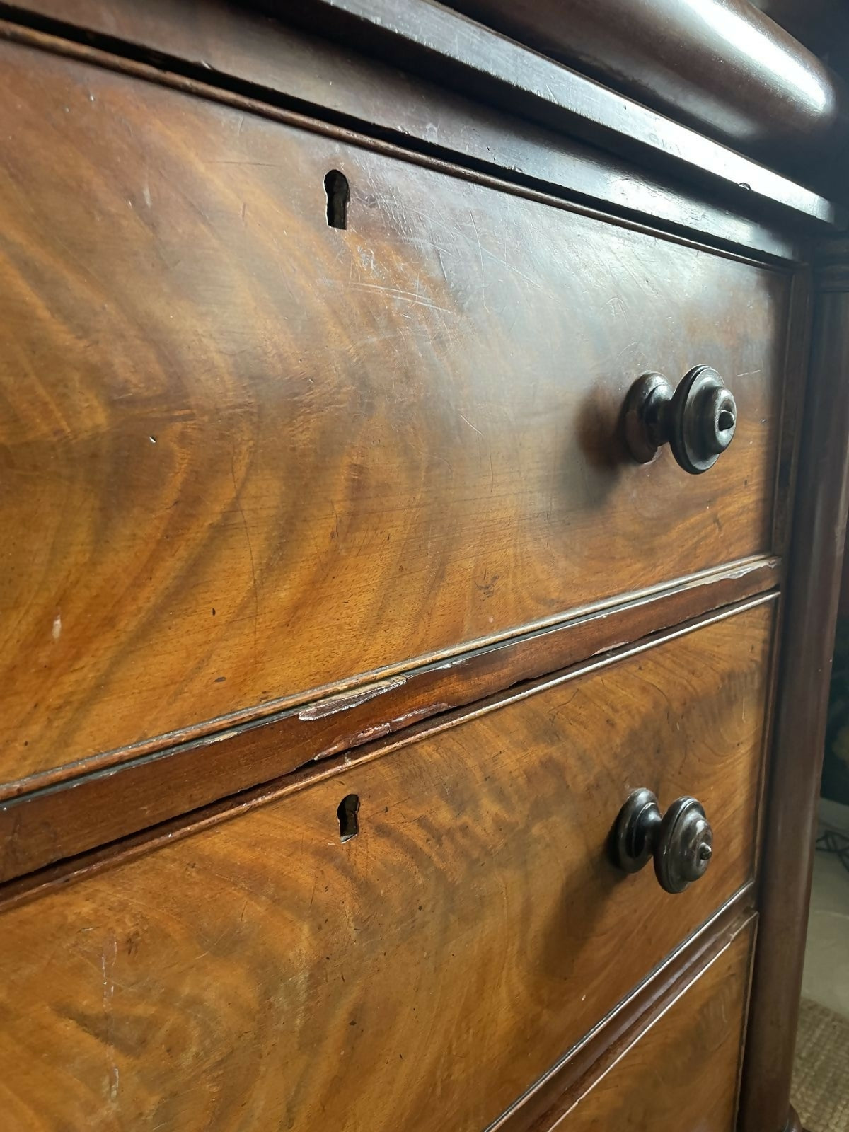 Vintage Tallboy Mahogany Scotch Chest Of Drawers
