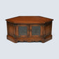 Old Charm TV Stand Linenfold Leaded Glass Doors Tudor Brown FREE UK Delivery*