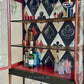 Upcycled Edwardian Mahogany Display Cabinet-Red and Black Perfect as a Cocktail or Display Piece