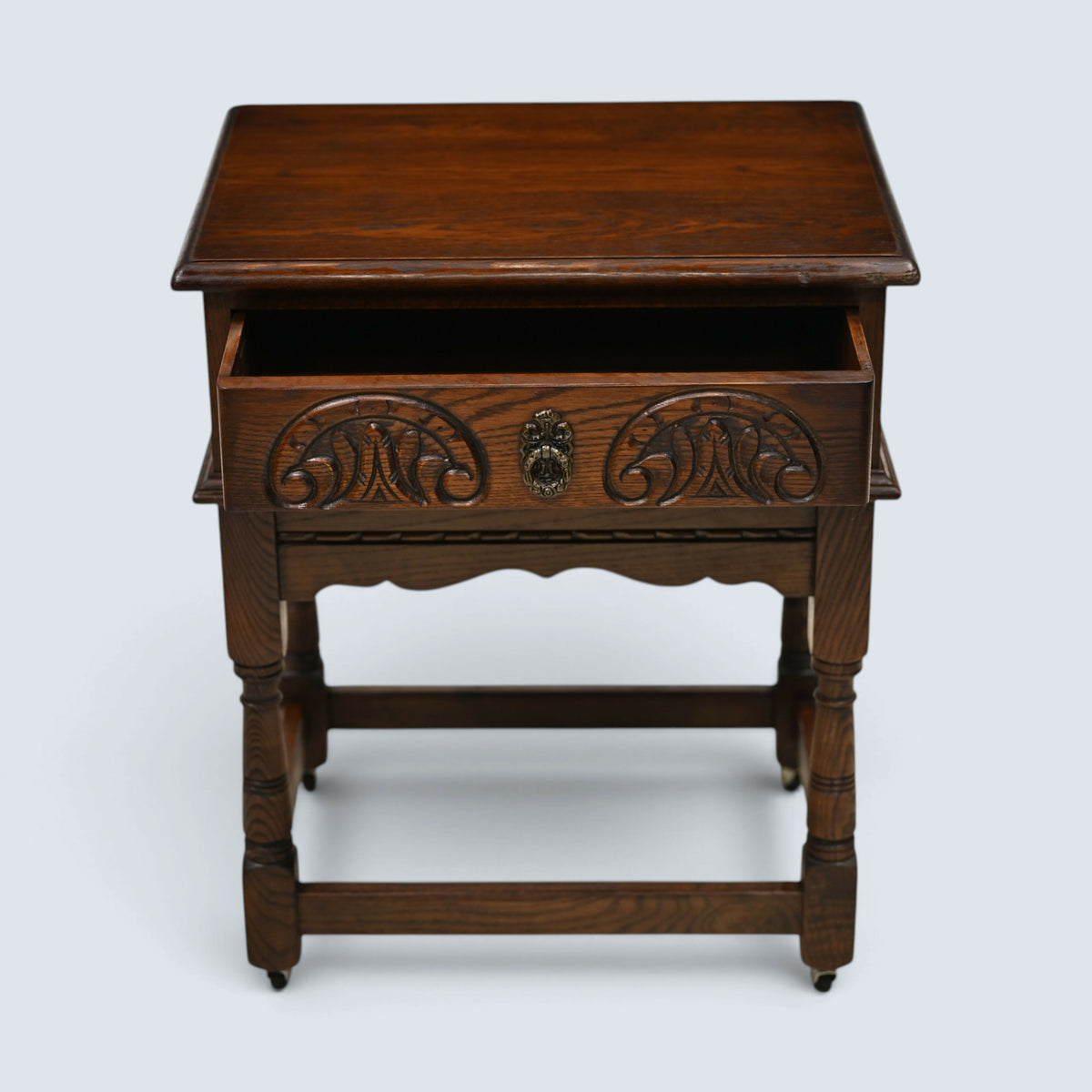 Old Charm Side Table Lamp Table Tudor Brown Finish With Drawer FREE UK Delivery