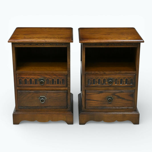 2 Old Charm Bedside Cabinets With Drawers Model 2235 Light Oak FREE UK DELIVERY*. SBR11059/1710E