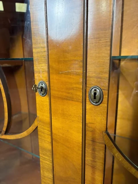 Art Deco Walnut Glazed Display Cabinet