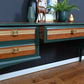 Mid Century Desk, Vintage Stag Desk, Dark Green and Gold Desk with Drawers.