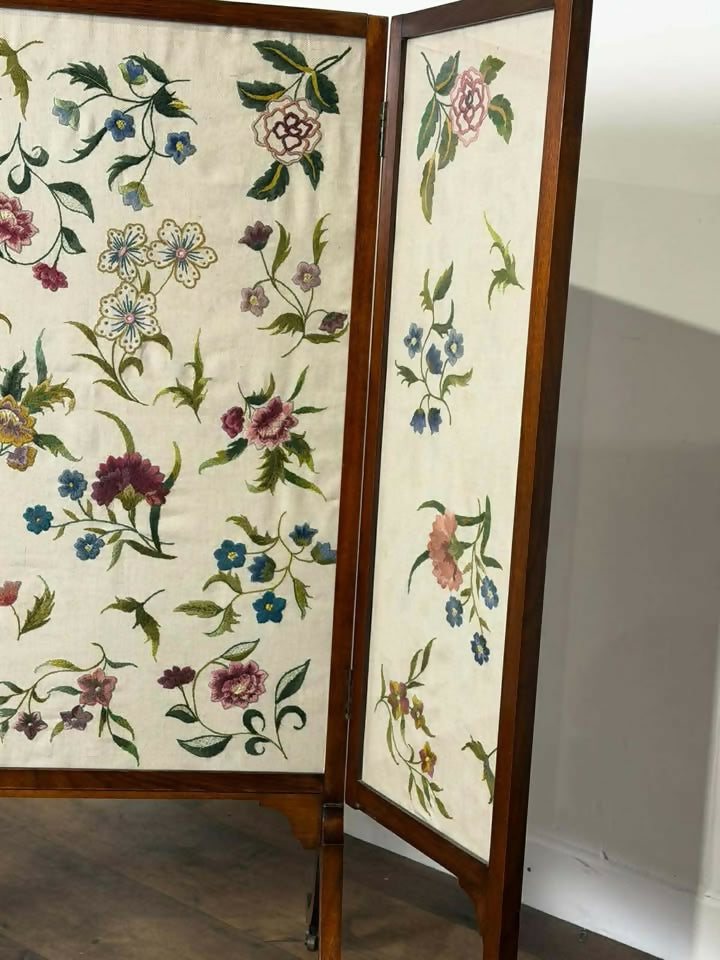 Edwardian Mahogany Folding Fire Screen