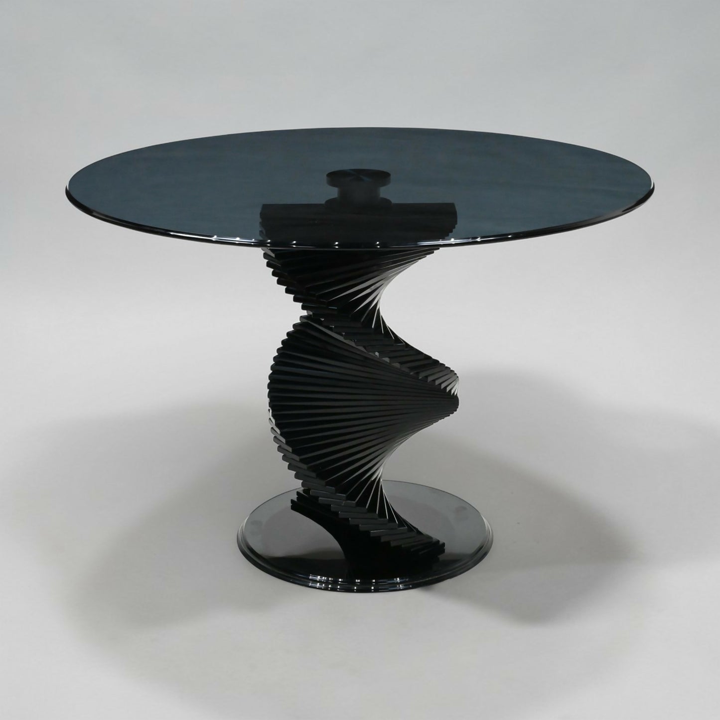 Round Glass Dining Table Designer Black Tint Glass 42" Diameter FREE UK Delivery