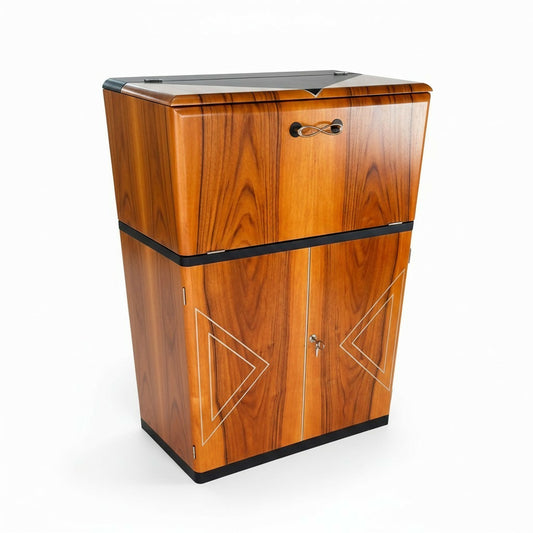 Vintage Art Deco Walnut Cocktail Cabinet | Mid Century Drinks Bar Cupboard