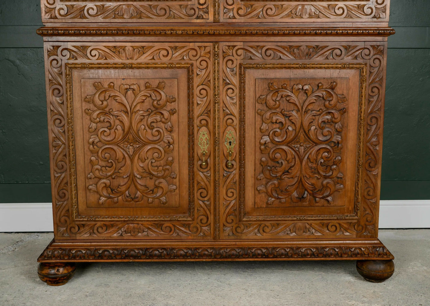 Antique French Walnut Linen Press Housekeepers Cupboard - Ornately Carved