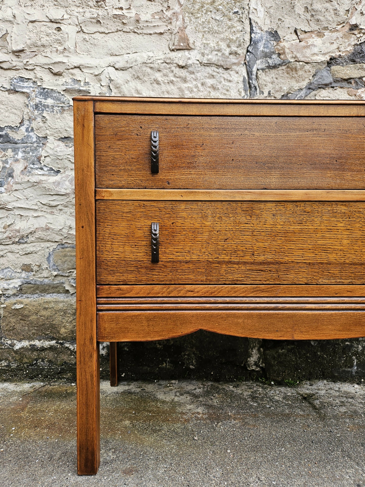 Vintage Chest Of Drawers Oak Two Drawer Cabinet