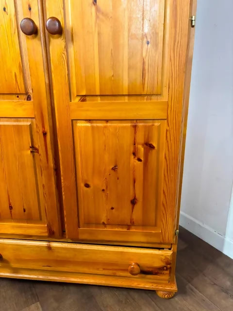 Contemporary Pine Double Wardrobe