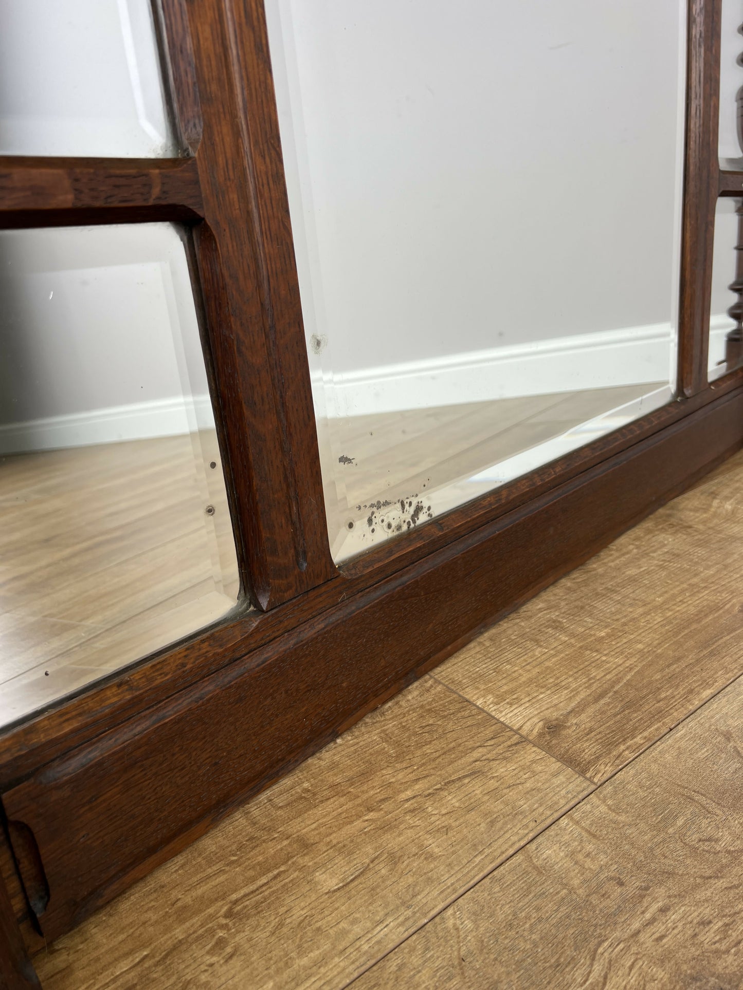 Mirror Antique French Oak Wall Mirror Bevelled Large Glass Wall Frame LOT 6370