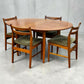 Mid Century Vintage Circular Extending To An Oval Dining Table & 4 Dining Chairs