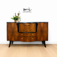 Refurbished Burr Walnut and Black Stonehill Art Deco Cocktail Cabinet, Drinks Cabinet, Vintage Sideboard, Gin Bar
