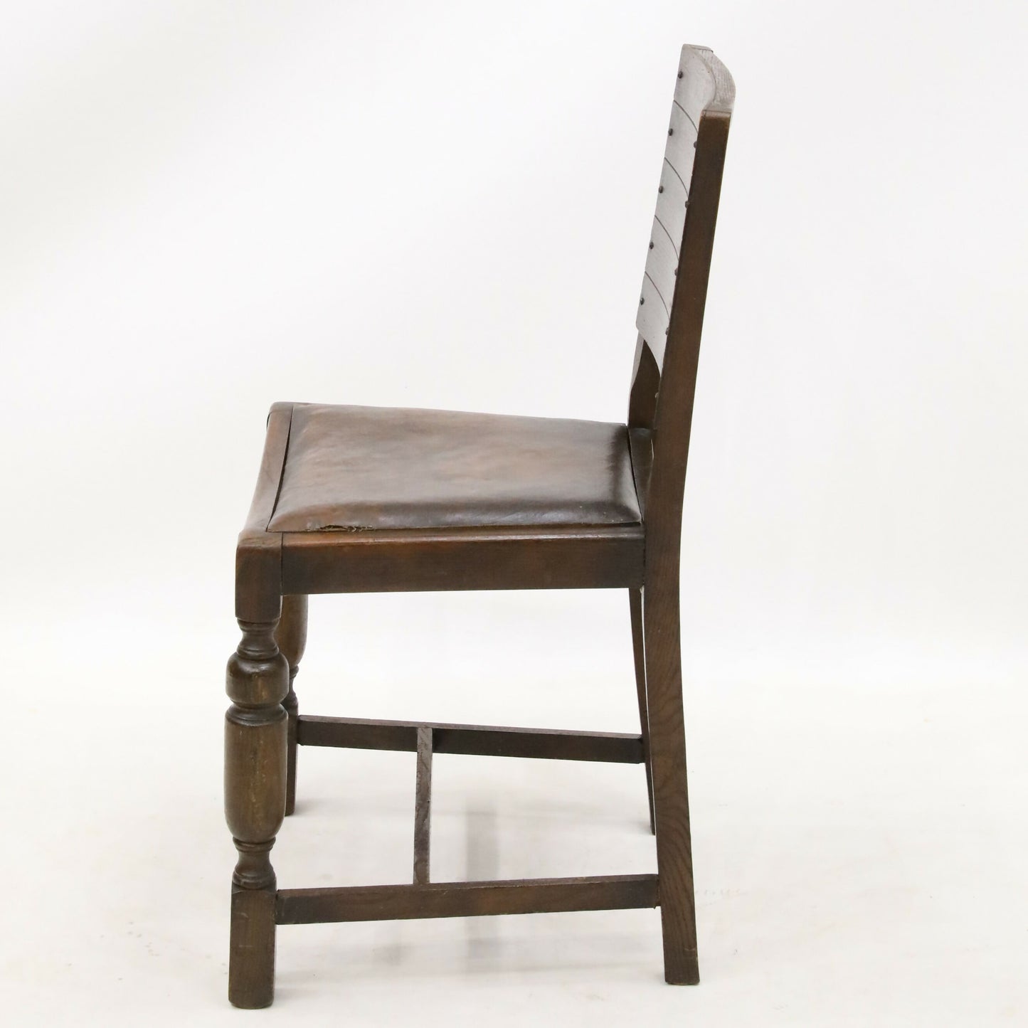 Vintage Oak Hall/Bedroom Chair With Brown Leather Drop In Seat FREE UK Delivery. SBR8480/2410C