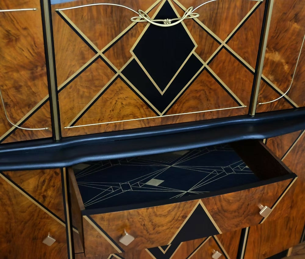 "The Washington", Art Deco Drinks Sideboard, BeautilityDrinks Cabinet, Cocktail