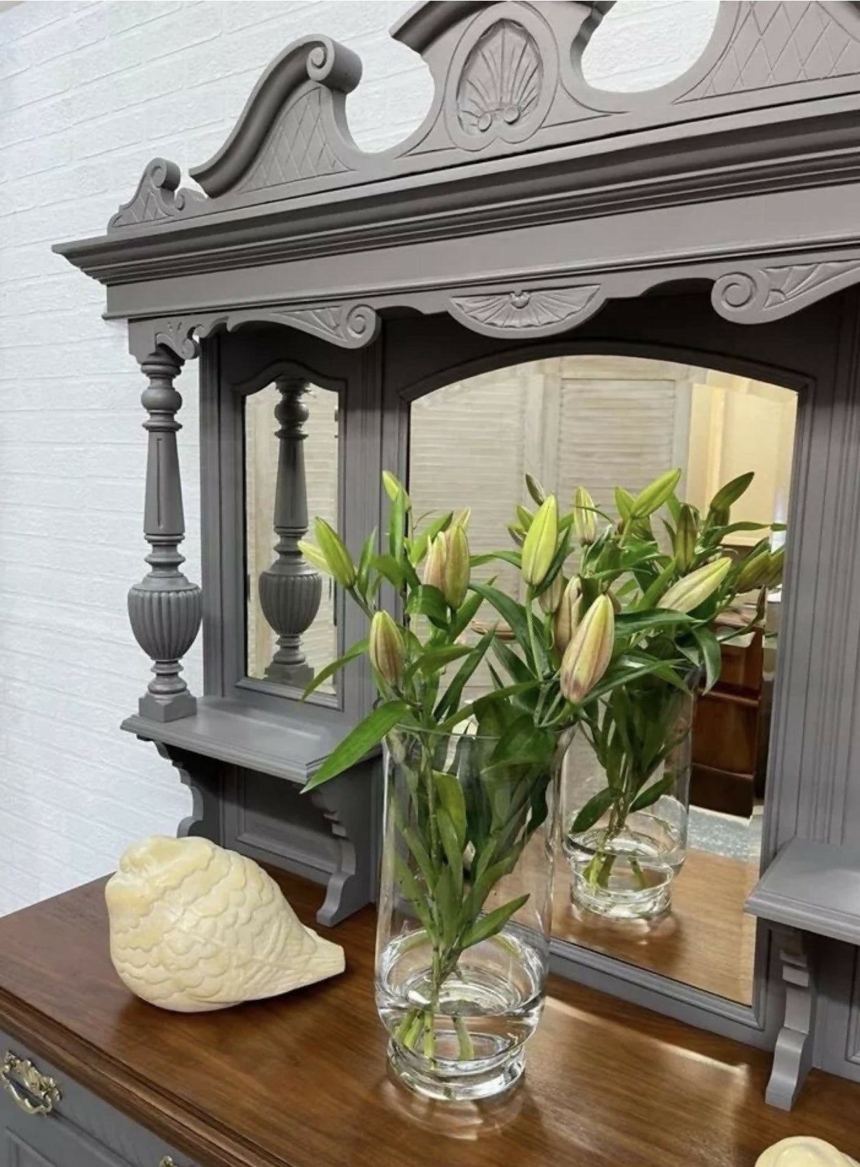 Antique Victorian Chiffonier Mirror Back Sideboard