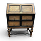 Vintage Oak Bureau Writing Desk / Fall Front Bureau / Refinished Storage Cabinet Black & Wood