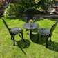 Black Vintage Three Seater Patio Set with Marble Topped Table