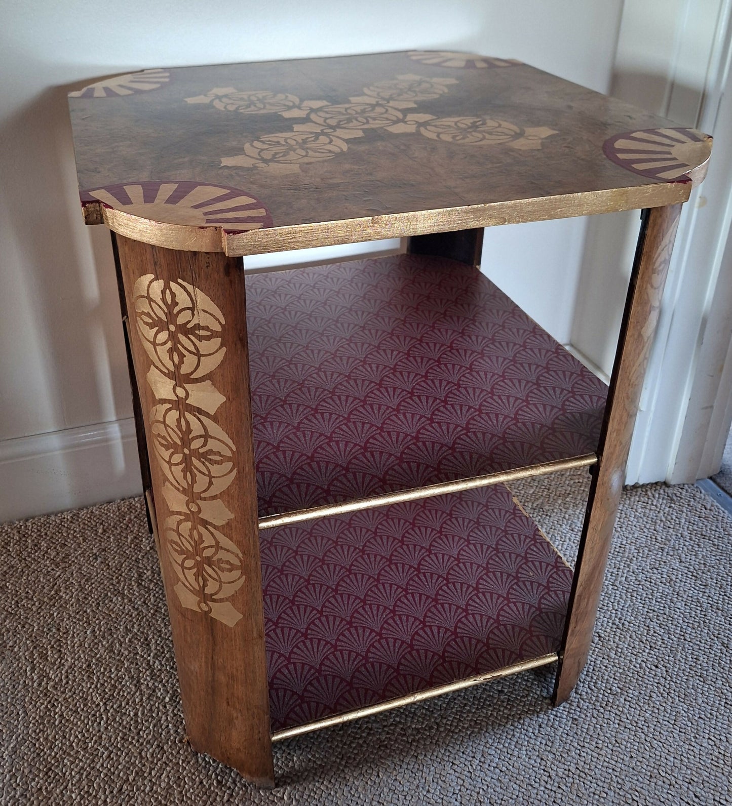 ‘Maroon and Gold’ Two Tier 1930s Shelf unit.