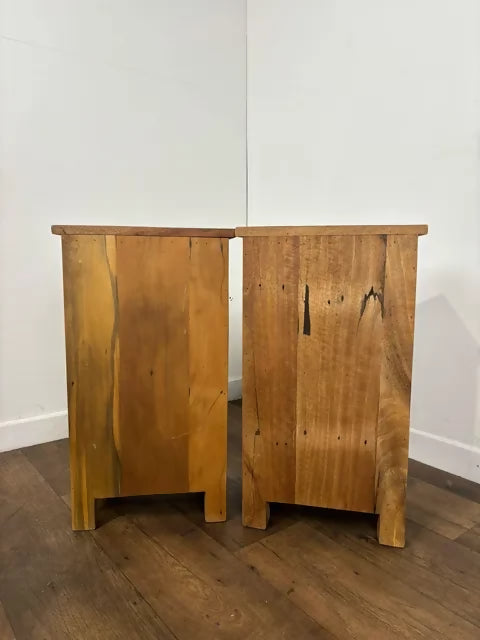 Pair of Reclaimed Indian Wood Bedside Cabinets
