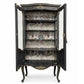 French-style black and gold glazed vitrine display cabinet, doors open