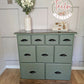 Professionally Upcycled 9-Drawer Captain's Chest – Sage Green & Dark Wood