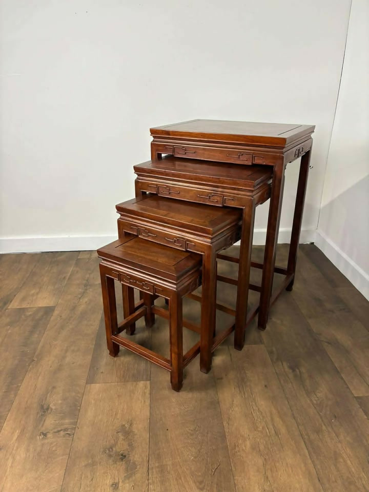Reproduction Oriental Style Hardwood Nest Of Four Tables
