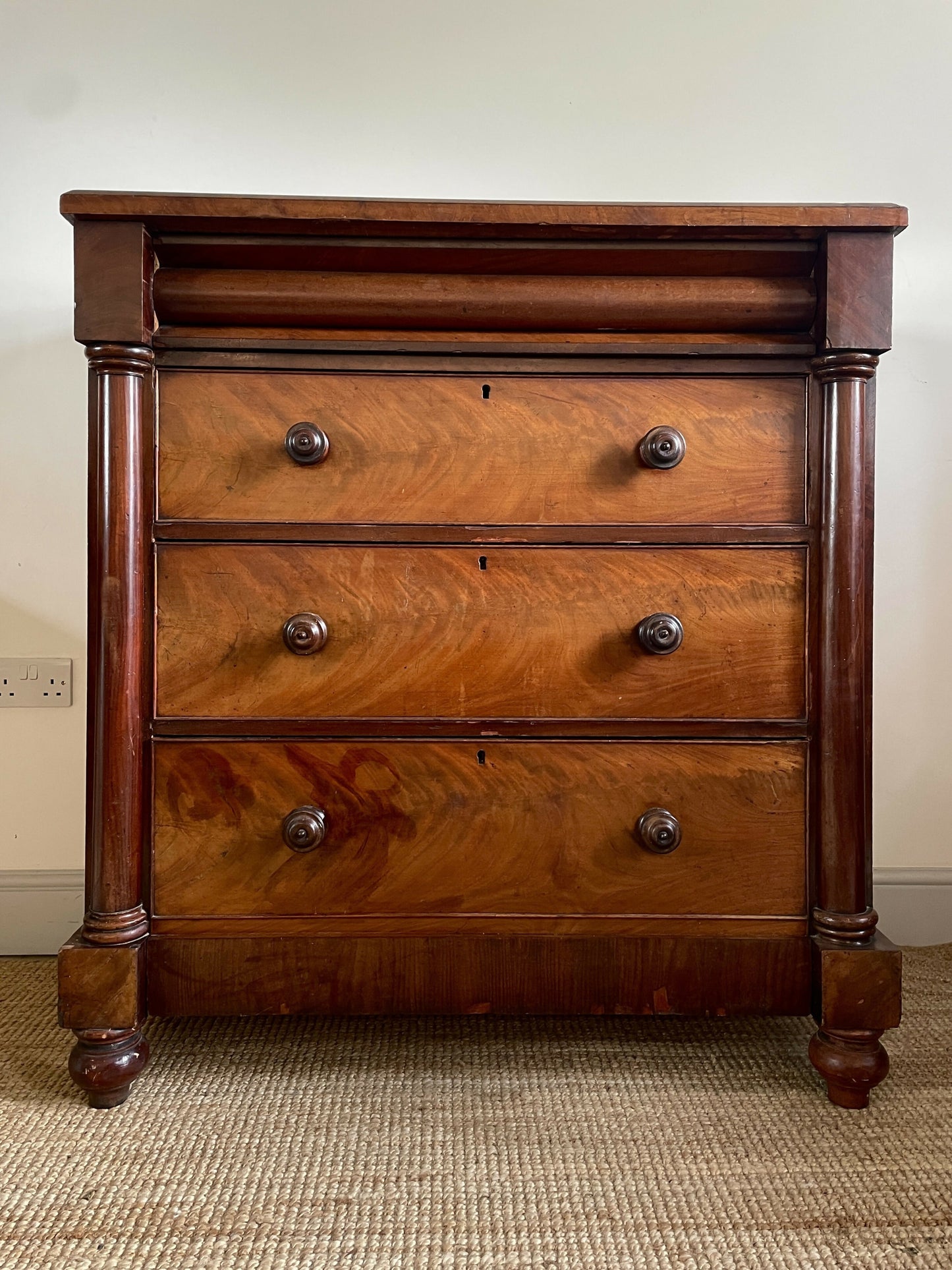 Vintage Tallboy Mahogany Scotch Chest Of Drawers