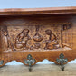 Coat Rack Vintage French Carved Oak Wall Mounted 6 Hooks Rack Hanger LOT 6205