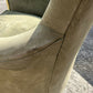 French Louis XVI Style Neoclassical Suede Leather Armchair With Gold Gilt Frame