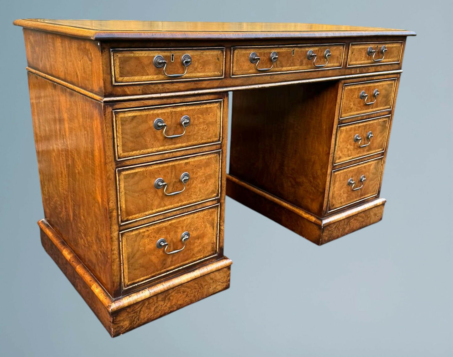 Good Quality Heals of London Walnut Pedestal Desk
