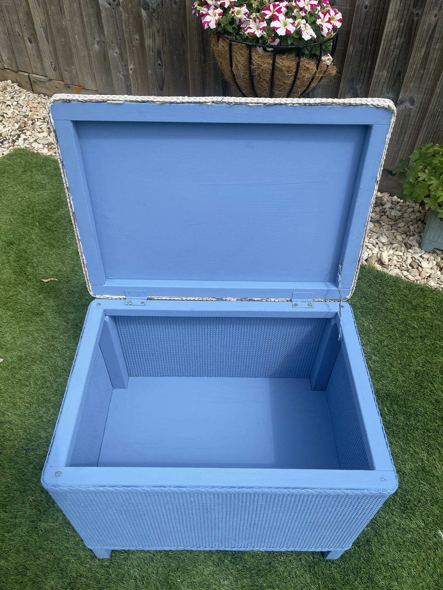 Peter Rabbit bijou Ottoman - blue paint foam and interliner all new