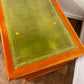 Reproduction Yew Wood Pedestal Desk with Green Leather